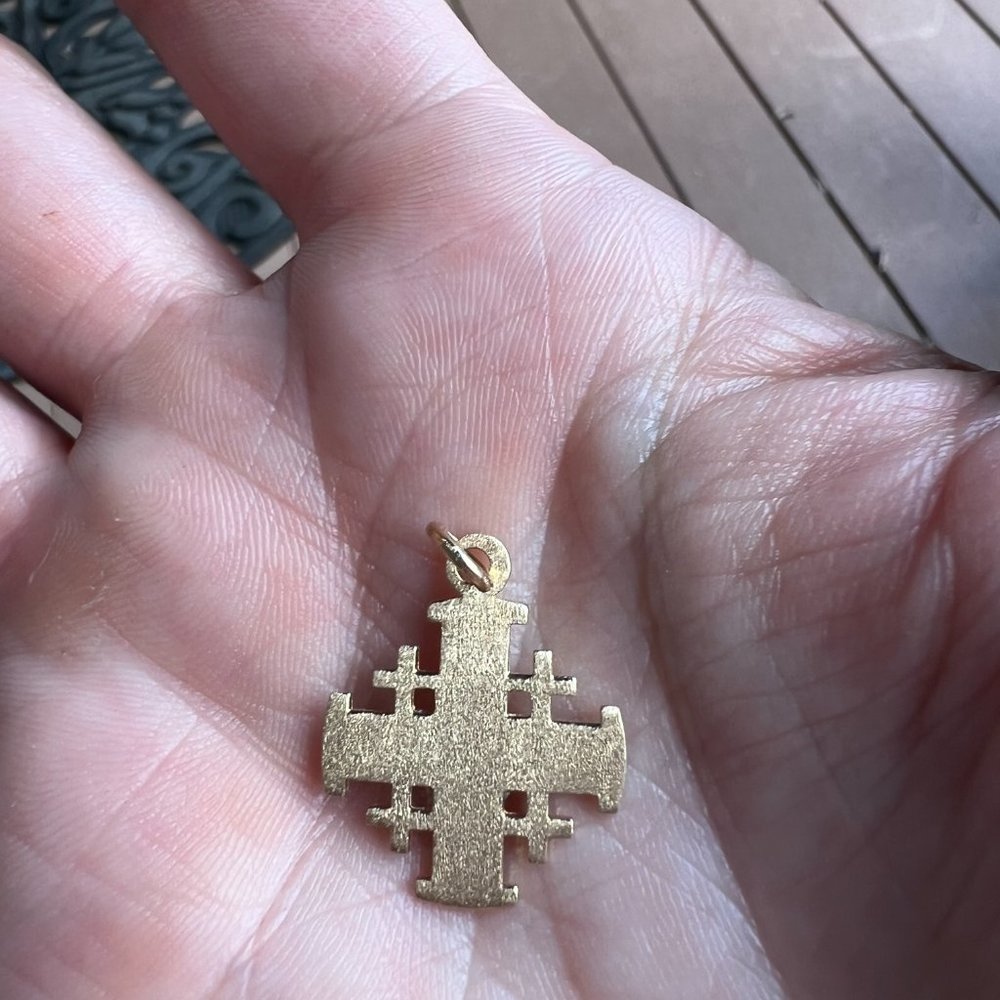 Brushed 14k Gold cross - Picture 2 of 3